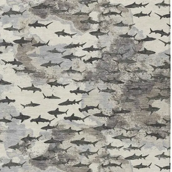 Beige And Gray Horse Washable Indoor Outdoor Area Rug Photo 2