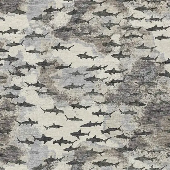 Beige And Gray Horse Washable Indoor Outdoor Area Rug Photo 2