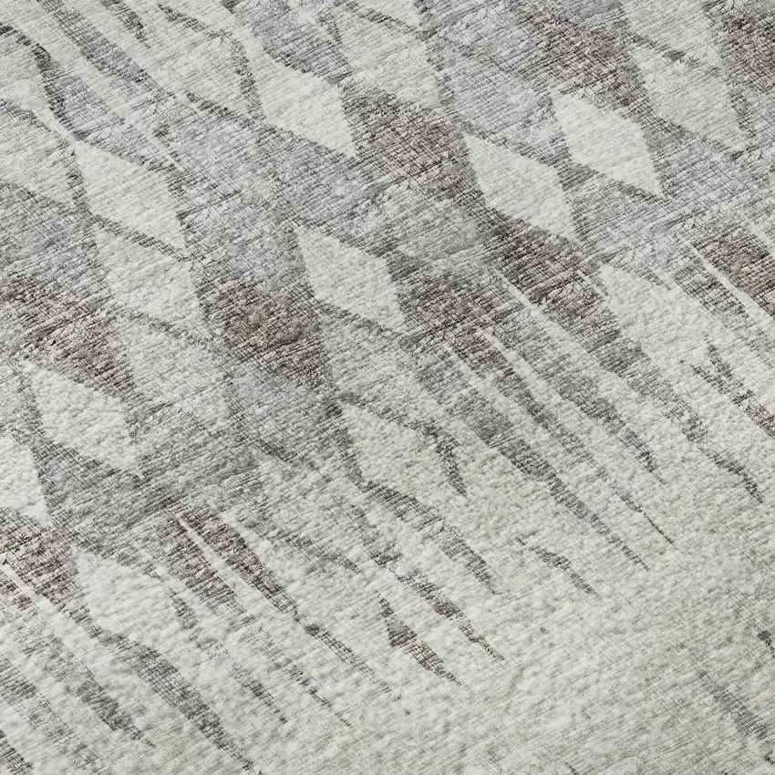 Beige And Gray Ikat Washable Indoor Outdoor Area Rug Photo 7