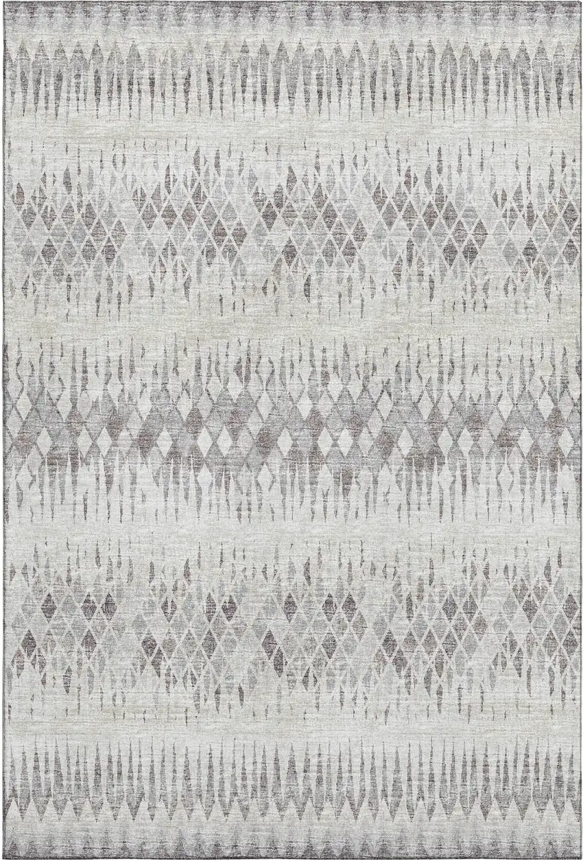 Beige And Gray Ikat Washable Indoor Outdoor Area Rug Photo 2