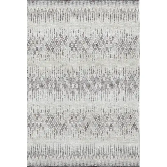 Beige And Gray Ikat Washable Indoor Outdoor Area Rug Photo 4