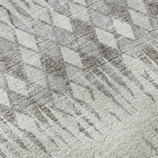 Beige And Gray Ikat Washable Indoor Outdoor Area Rug Photo 7