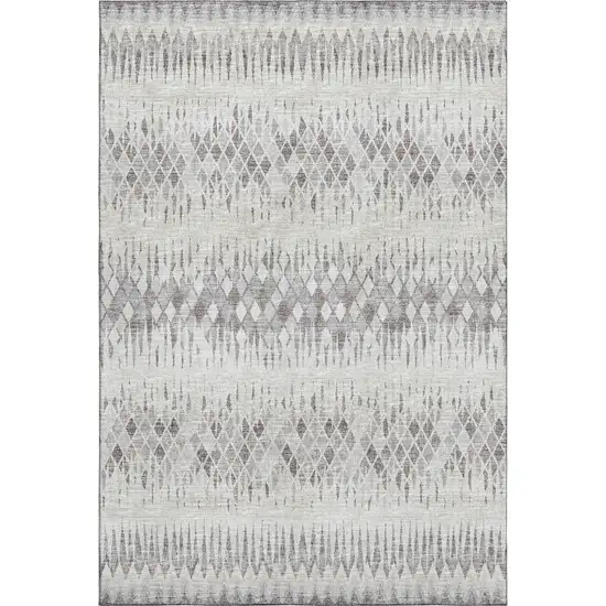Beige And Gray Ikat Washable Indoor Outdoor Area Rug Photo 2