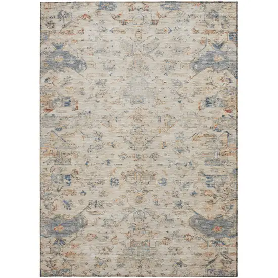 Beige And Gray Medallion Washable Indoor Outdoor Area Rug Photo 5