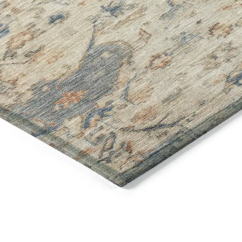 Beige And Gray Medallion Washable Indoor Outdoor Area Rug Photo 6