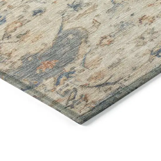 Beige And Gray Medallion Washable Indoor Outdoor Area Rug Photo 6