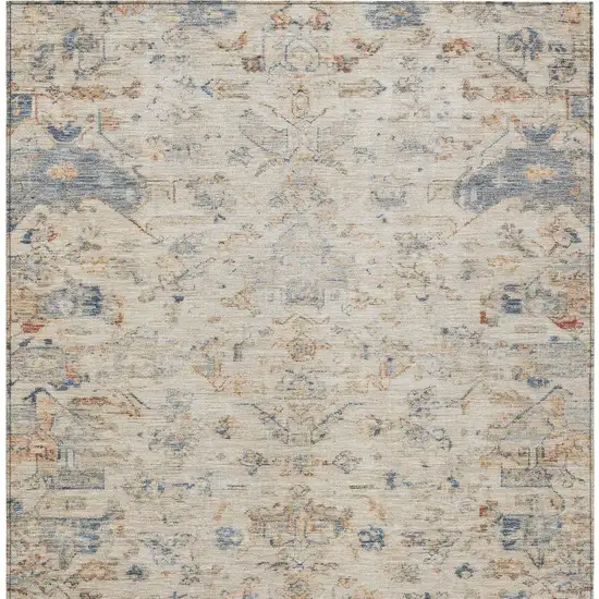 Beige And Gray Medallion Washable Indoor Outdoor Area Rug Photo 4