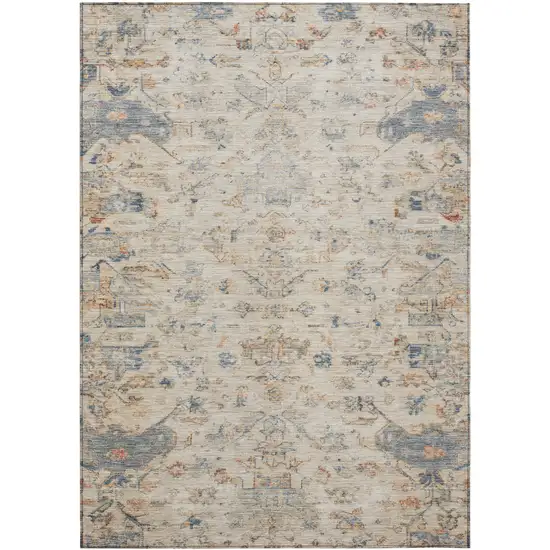 Beige And Gray Medallion Washable Indoor Outdoor Area Rug Photo 2