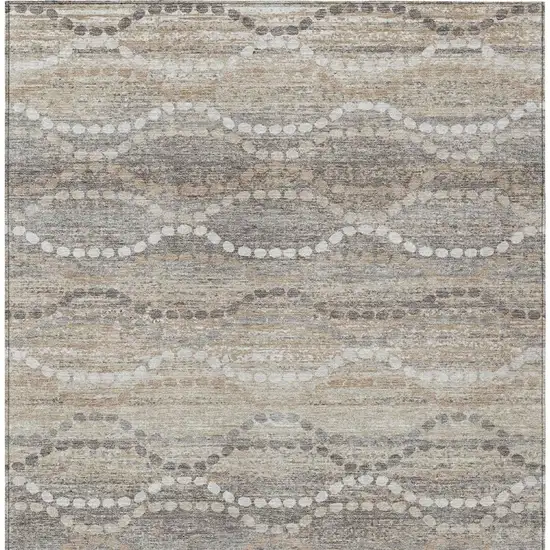 Beige And Gray Ogee Washable Indoor Outdoor Area Rug Photo 4