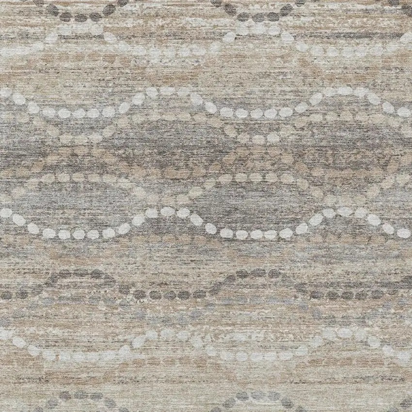 Beige And Gray Ogee Washable Indoor Outdoor Area Rug Photo 3