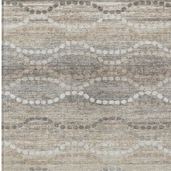 Beige And Gray Ogee Washable Indoor Outdoor Area Rug Photo 3