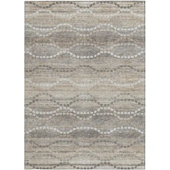 Beige And Gray Ogee Washable Indoor Outdoor Area Rug Photo 9