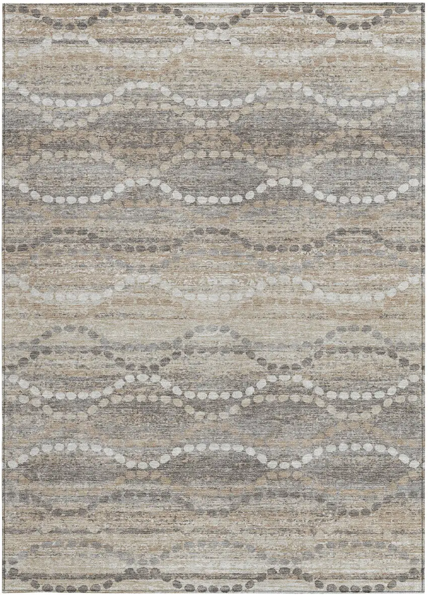 Beige And Gray Ogee Washable Indoor Outdoor Area Rug Photo 9