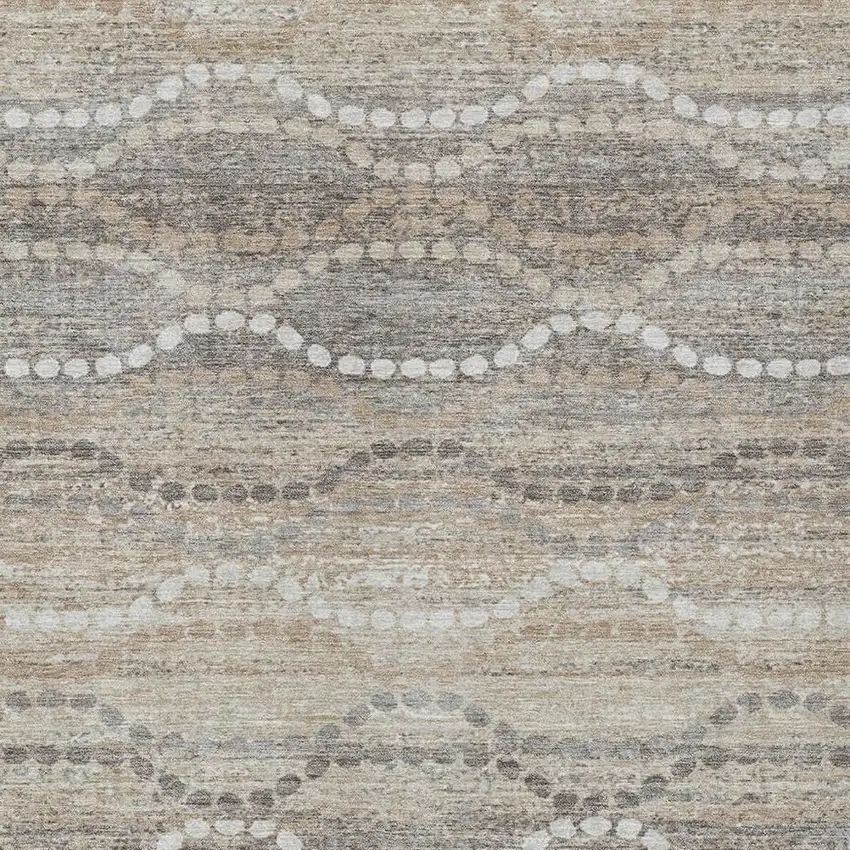 Beige And Gray Ogee Washable Indoor Outdoor Area Rug Photo 7