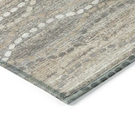 Beige And Gray Ogee Washable Indoor Outdoor Area Rug Photo 6