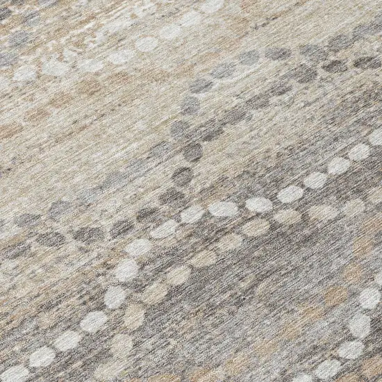 Beige And Gray Ogee Washable Indoor Outdoor Area Rug Photo 9
