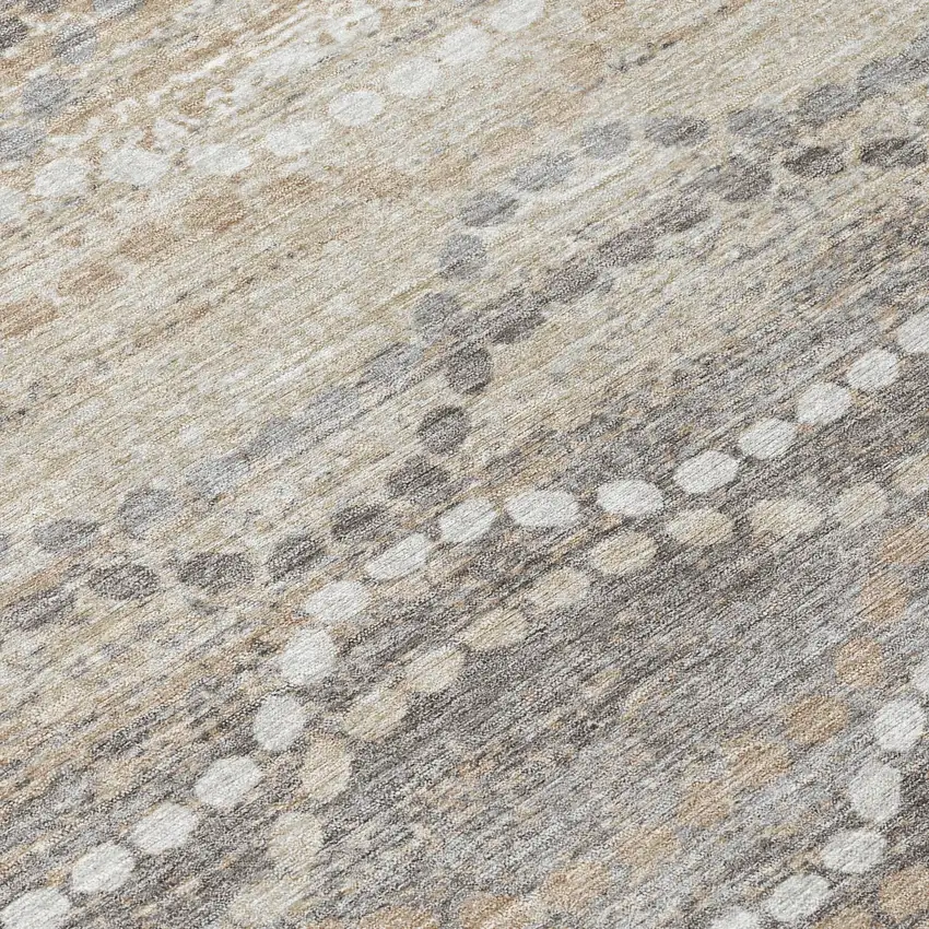 Beige And Gray Ogee Washable Indoor Outdoor Area Rug Photo 9