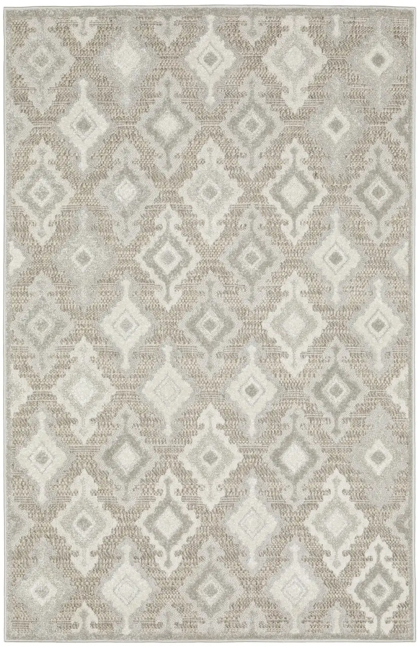 Beige And Gray Oriental Area Rug Photo 5