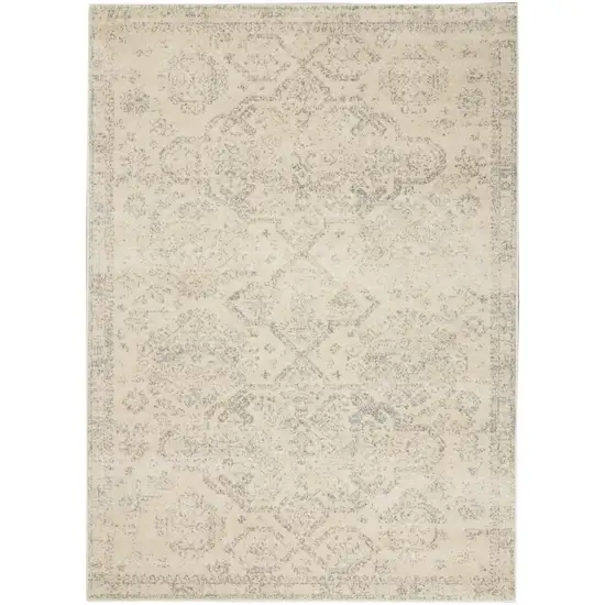 Beige And Gray Oriental Distressed Area Rug Photo 5