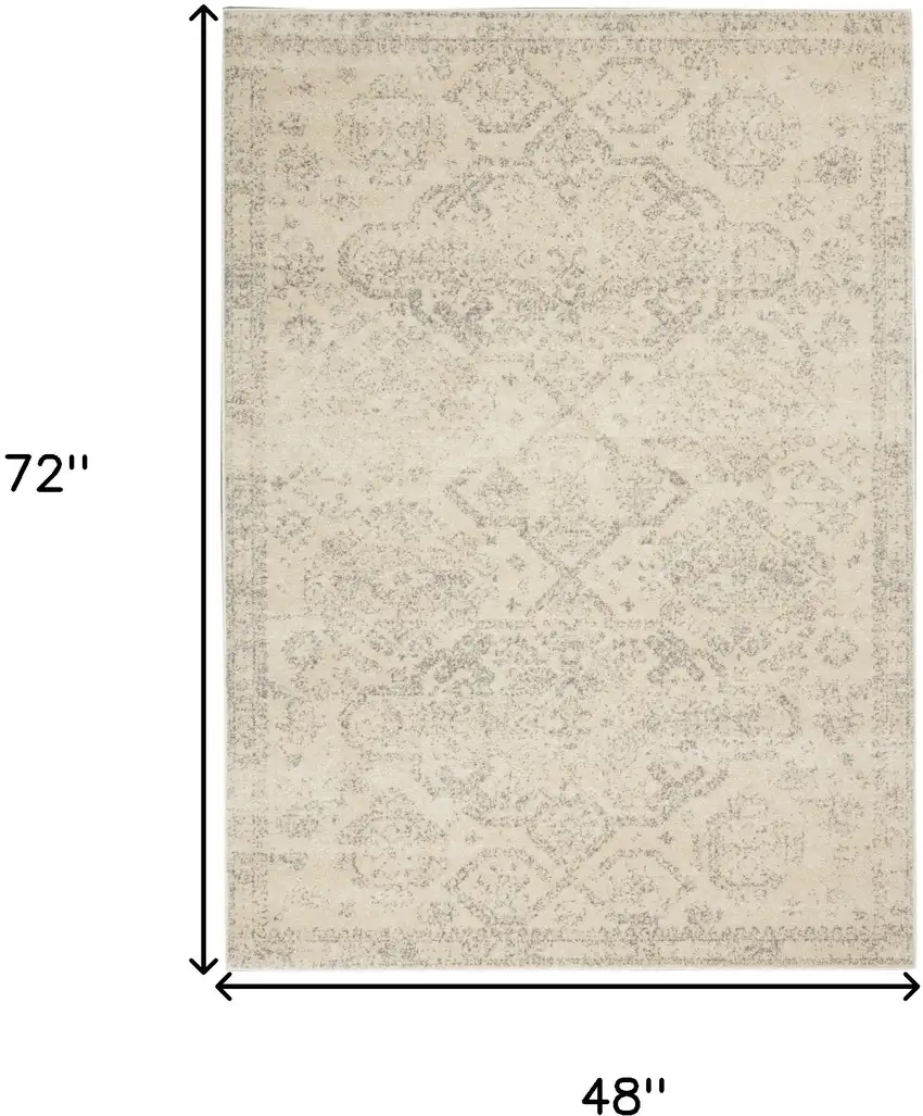 Beige And Gray Oriental Distressed Area Rug Photo 3