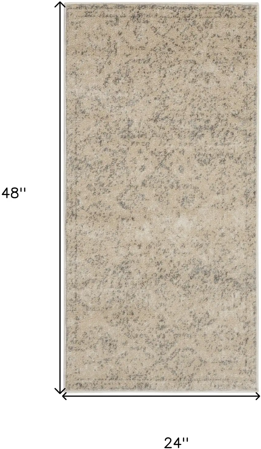 Beige And Gray Oriental Distressed Area Rug Photo 3