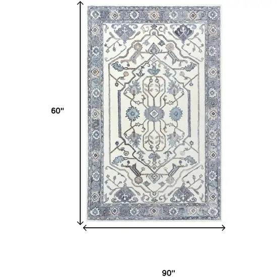 Beige And Gray Oriental Hand Tufted Area Rug Photo 7