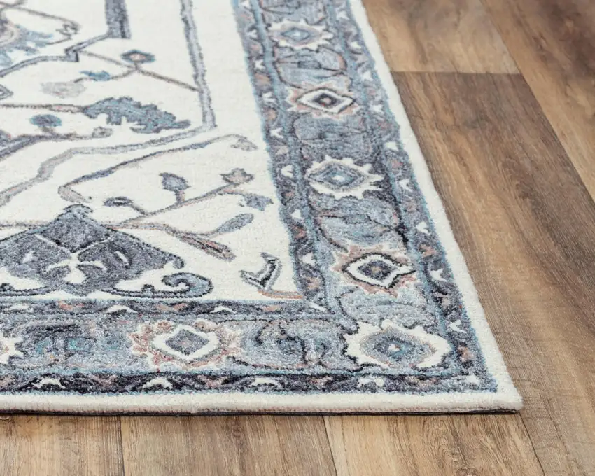 Beige And Gray Oriental Hand Tufted Area Rug Photo 3