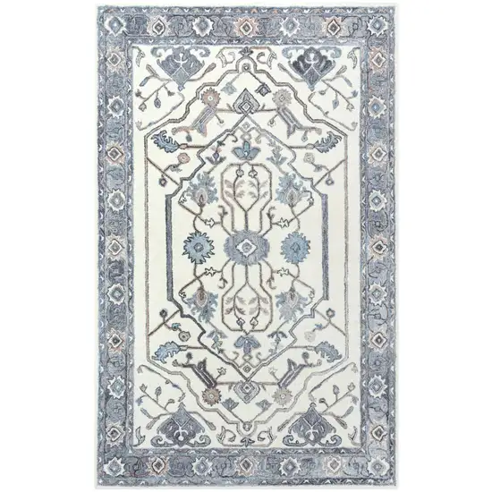 Beige And Gray Oriental Hand Tufted Area Rug Photo 2