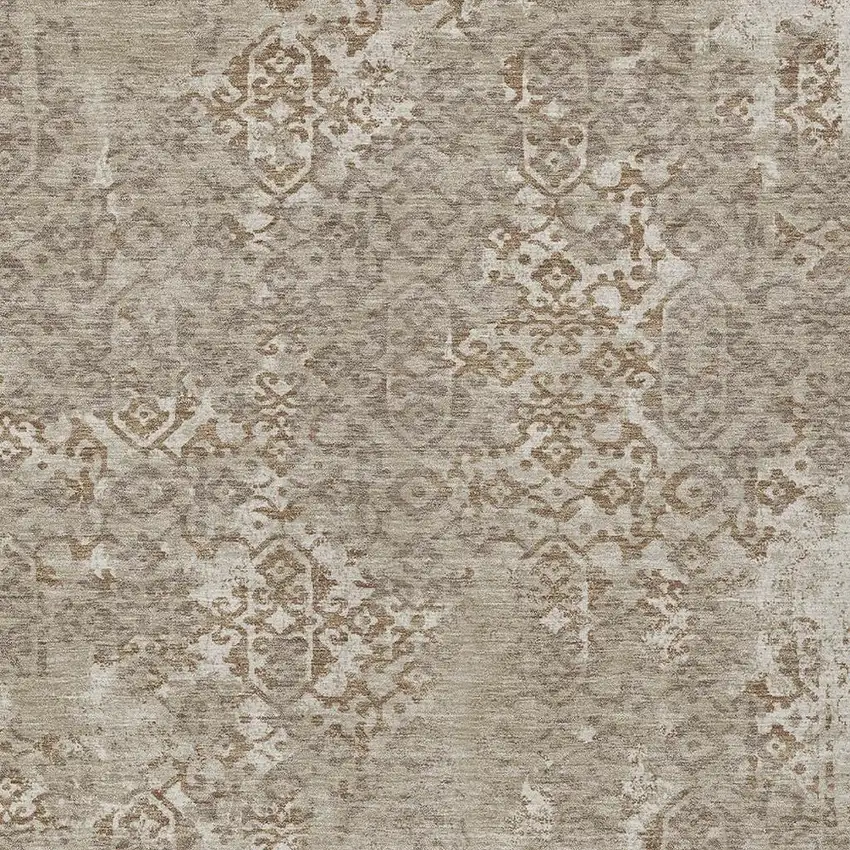Beige And Gray Oriental Washable Indoor Outdoor Area Rug Photo 3