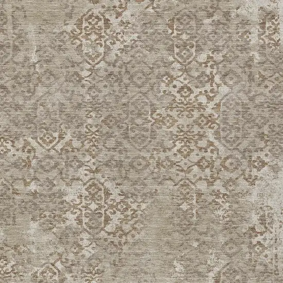 Beige And Gray Oriental Washable Indoor Outdoor Area Rug Photo 3