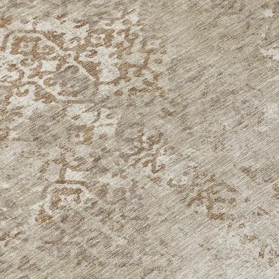 Beige And Gray Oriental Washable Indoor Outdoor Area Rug Photo 6