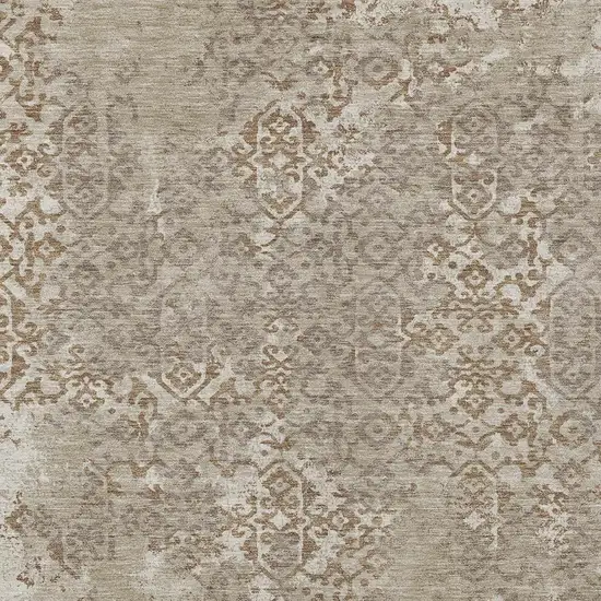 Beige And Gray Oriental Washable Indoor Outdoor Area Rug Photo 3