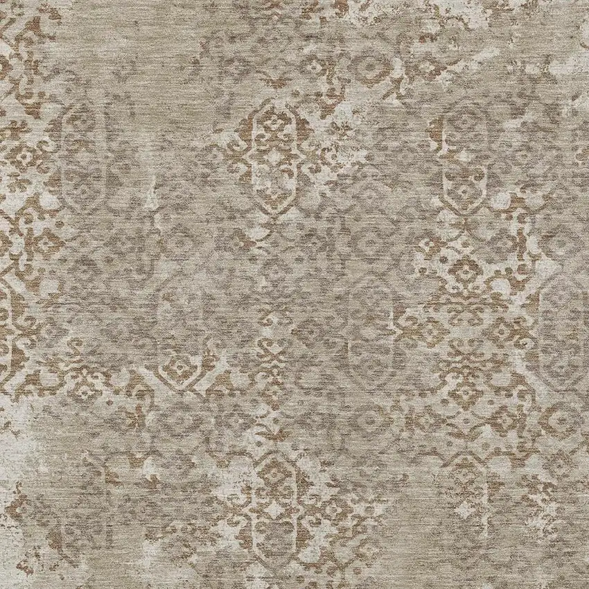 Beige And Gray Oriental Washable Indoor Outdoor Area Rug Photo 3