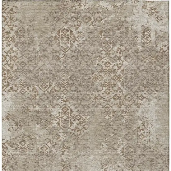 Beige And Gray Oriental Washable Indoor Outdoor Area Rug Photo 4