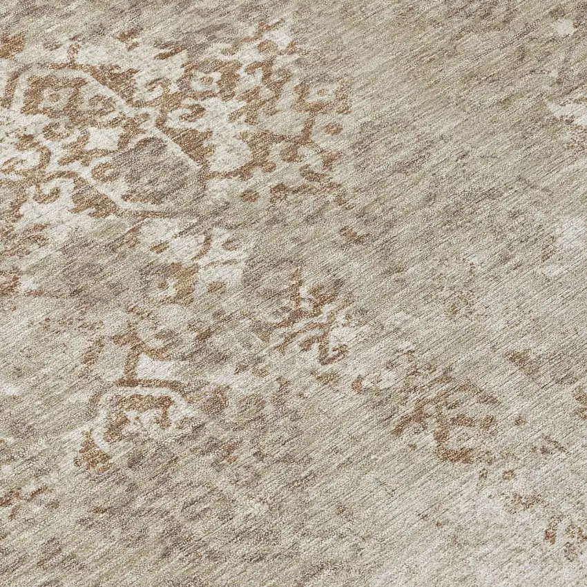 Beige And Gray Oriental Washable Indoor Outdoor Area Rug Photo 6