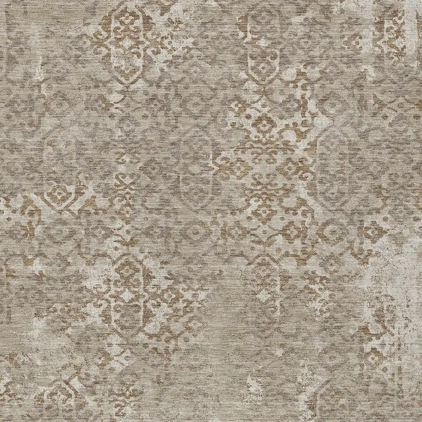 Beige And Gray Oriental Washable Indoor Outdoor Area Rug Photo 3