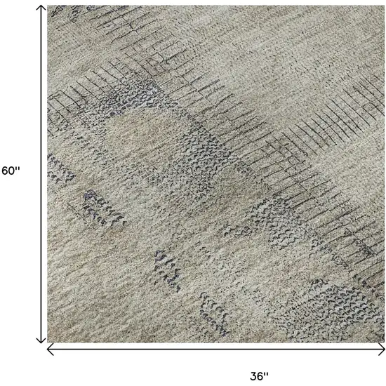 Beige And Gray Patchwork Washable Area Rug With UV Protection Photo 8