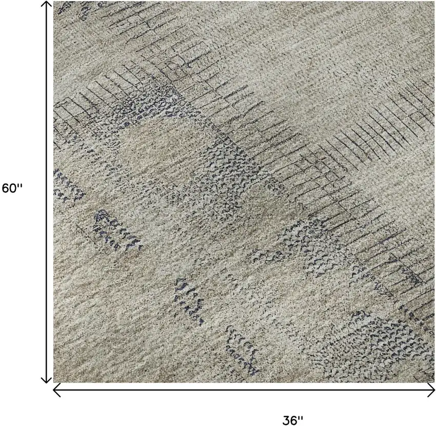 Beige And Gray Patchwork Washable Area Rug With UV Protection Photo 8