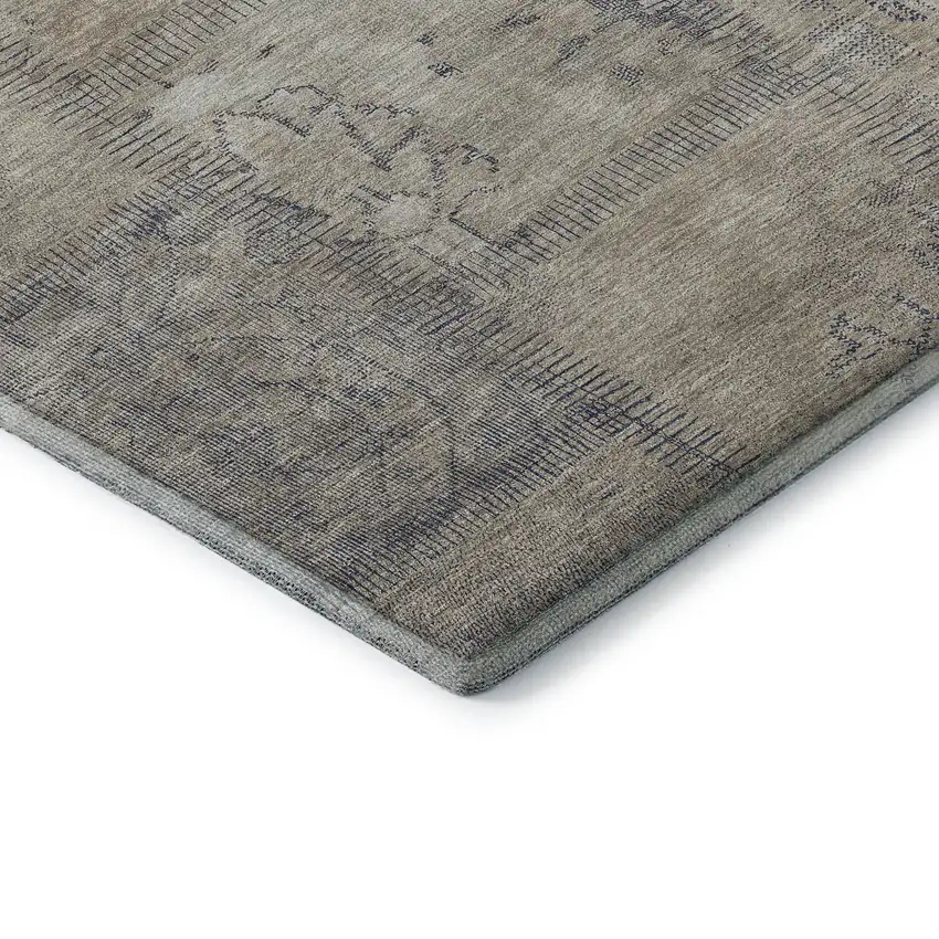 Beige And Gray Patchwork Washable Area Rug With UV Protection Photo 7