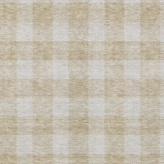 Beige And Gray Plaid Washable Indoor Outdoor Area Rug Photo 6