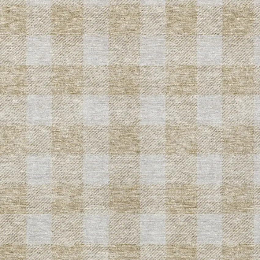 Beige And Gray Plaid Washable Indoor Outdoor Area Rug Photo 6