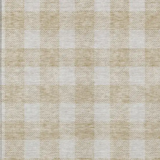 Beige And Gray Plaid Washable Indoor Outdoor Area Rug Photo 6