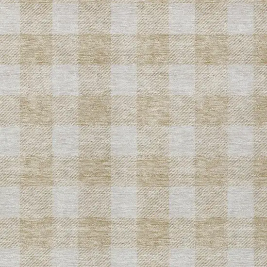 Beige And Gray Plaid Washable Indoor Outdoor Area Rug Photo 6