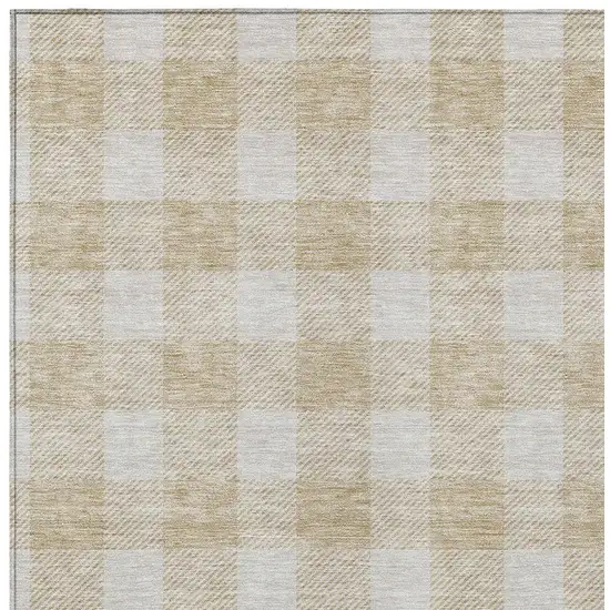 Beige And Gray Plaid Washable Indoor Outdoor Area Rug Photo 6