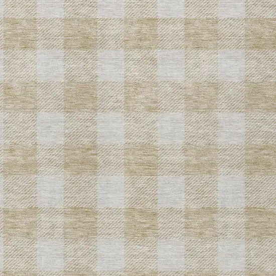 Beige And Gray Plaid Washable Indoor Outdoor Area Rug Photo 6