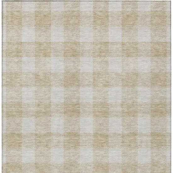 Beige And Gray Plaid Washable Indoor Outdoor Area Rug Photo 7
