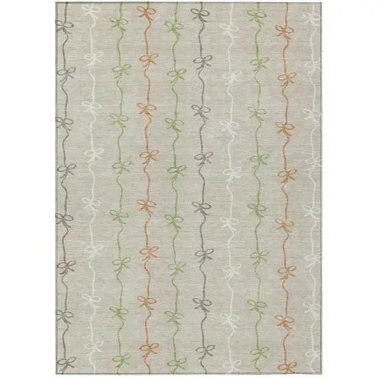 Beige And Gray Southwestern Washable Indoor Outdoor Area Rug Photo 1