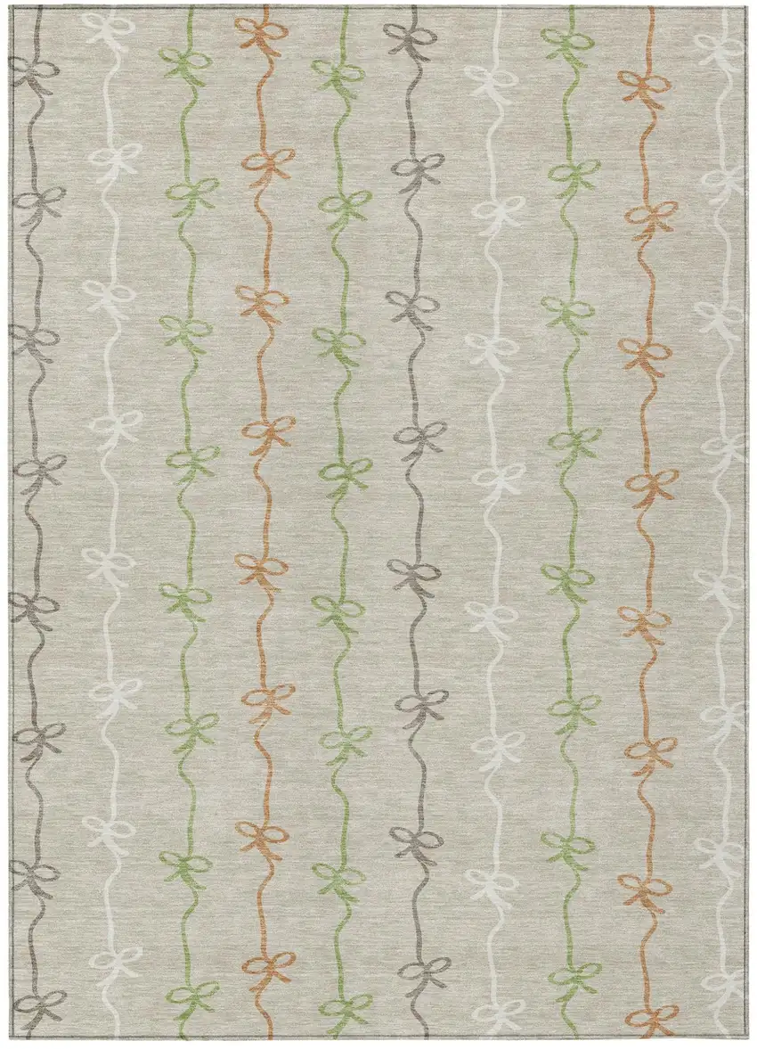 Beige And Gray Southwestern Washable Indoor Outdoor Area Rug Photo 1
