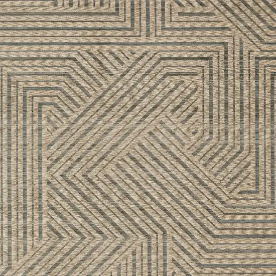 Beige And Gray Striped Area Rug With Fringe Photo 7