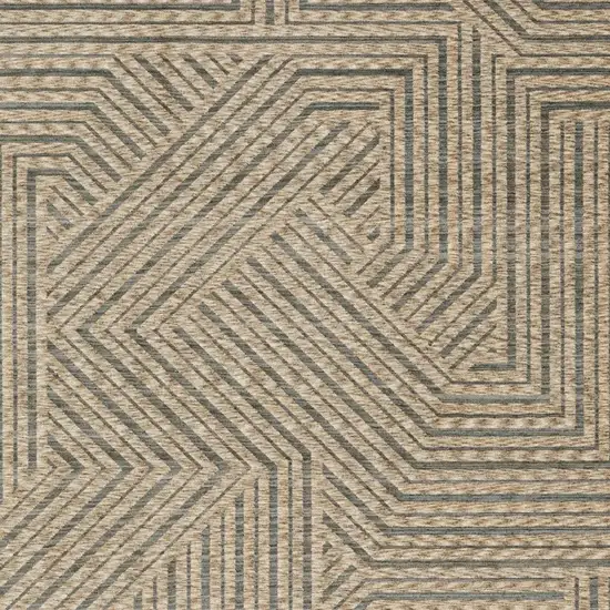 Beige And Gray Striped Area Rug With Fringe Photo 6